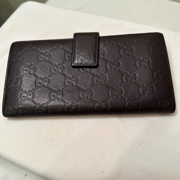 GUCCI Ssima GG wallet in EUC brown leather with monogram on leather see pic - Picture 10 of 10